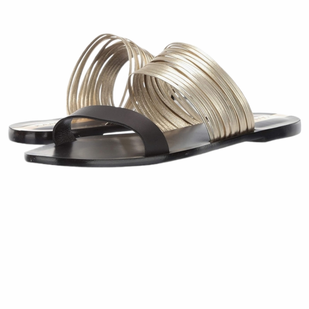 Kaanas Black/Gold Samos Multi Strap Sandals